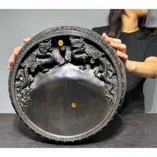 龍紋雕刻銅製墨盤，仿古設計, 1個