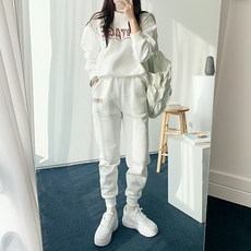 SOON2 女款豹紋豹紋束口刷毛運動大尺碼套裝