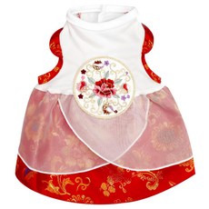 해피앤퍼피 강아지한복 애견 한복 개량드레스 XS-5XL, 프릴개량_레드, 1개