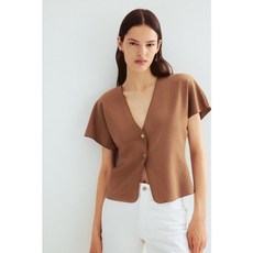 국내백화점 H&M 가디건 브랜드관 배트윙 슬리브 다크 베이지 1291321002 커플 사무실 (BK파우치 증정)