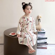 可愛小孩子韓系睡衣女童夏季寶寶可愛卡通浴袍兒童家居服開衫睡袍