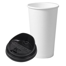 종이컵 뚜껑포함 세트 13온스 종이컵+롱개폐형 검정 리드 / 200개 세트, 1세트