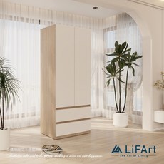 【LiFArt】Starry 雙門雙抽衣櫃(免組裝/系統家具), 白