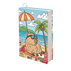 FOR U DESIGNS Capybara 해변 책 커버 프로텍터 하드커버 교과서용 신축성 있는 패브릭 슬리브 세탁 가능 재사용 가능한 보호 커버 소프트 22.9 x 2, 워터 랫 비치