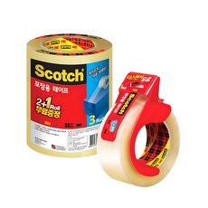 SCOTCH封箱膠帶 4 + 膠帶分割器 顏色隨機 1套, 透明
