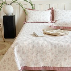 수스존 오가닉 목화솜 순면100 피그먼트 패밀리 사계절 침대패드, 핑크로즈