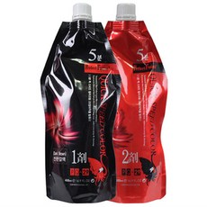 본코스메틱 퍼펙트퓨전 오징어먹물 5분 퀵스피드 컬라크림 염색약 1제 450ml + 2제 450ml, 흑색, 1개