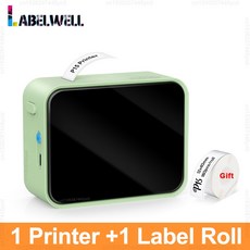 접착식 라벨 테이프가 있는 휴대용 D11 D110 D101 Marklife P15 미니 제조기 와 유사한 열 프린터, Green Printer, 8) Green Printer, 1개