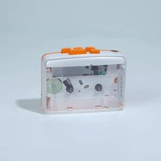 휴대용 레트로 카세트 플레이어 투명 워크맨 헤드폰 라디오 영어 청취기, 기타, 06 Orange 2