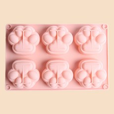 寶寶副食品矽膠模具 貓爪造型 嬰兒蒸糕米糕耐高溫 可蒸烤, 【43844】6連貓爪米糕模粉色OPP袋, 1個