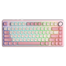 AULA F75 RGB 3모드 유무선 커스텀 기계식 키보드, 화이트 + 핑크, 리퍼축, 제조사축