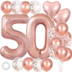 파파 파티 로즈골드 콘페티 하트 대형 숫자 풍선 세트, 1개, 50