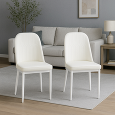 솜솜스퀘어 유럽식 인테리어 카페 고급가죽 식탁 의자 2개, 1세트, 화이트