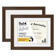 Americanflat 27.9 x 35.6cm(11 x 14인치) 졸업장 프레임 및 비산 방지 유리 - 21.6 x 27.9cm(8.5 x 11인치) 프레임으로 사용 또는 매, 호두, 호두, 1개