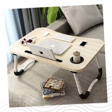 로에드 W형 스마트 컵홀더 접이식 미니테이블 베드트레이, 체리우드
