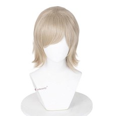 Probeauty 15 Inch/37 cm Short Grey Blonde Cosplay Wig Light Spiky Fluffy Layered Wigs for Men Wome