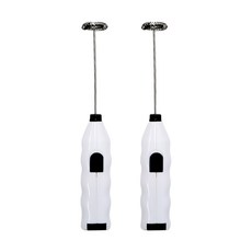 데일리프렌즈 전동 무선 휘핑기 미니 우유거품기 1+1, 화이트, 2개 1세트