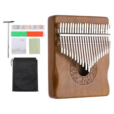 uxcell 21 키의 엄지 피아노 짙은 갈색 미니 휴대용 핑거피아노 솔리드코어우드 꽃무늬손잡이 조율망 악보 학습 지도서 어른이나 초보자를 위한 선물, 1개