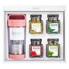 허브차 선물 세트 힐링 텀블러 4종 히비스커스 집들이, 유기농 허브차 4종 + 에코 텀블러 핑크 + 쇼핑백