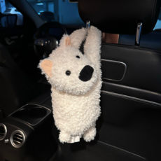 車載網紅高級感車內儲物收納垃圾桶二合一汽車扶手抽紙掛袋, 西高地小狗-紙巾盒