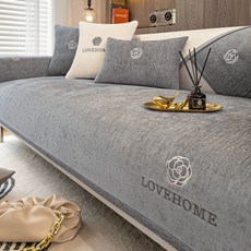 쇼파패드 카우치 인테리어 두꺼운 패브릭 소파매트, 1개, B. 야신-고급 회색