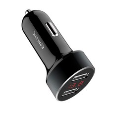 RONEVER 3.1A 雙孔LED顯屏車用充電器, 黑色
