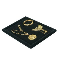 優質絨佈飾品看貨盤 雙麵可拆首飾托盤 戒指項鏈手鐲展示道具, 黑色圓角看貨盤平盤, 黑色, 圓角看貨盤平盤