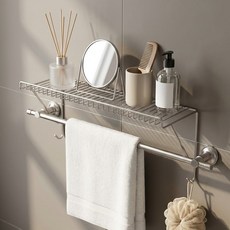 도파밍 무타공 수건걸이 선반 화장실 욕실 선반 거치대, 1개, 스테인리스