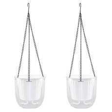 저면관수 행잉화분 플라스틱 걸이 화분, 2개, 투명