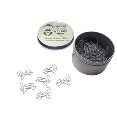 Butler in the Home 100개 다람쥐 모양의 종이 클립 종이 클립 수집가 또는 사무실 선물로 적합 - 뚜껑과 선물 상자가 있는 원형 틴 케이스에 제공(그레이), Butler in the Home 100개 다람쥐 모양