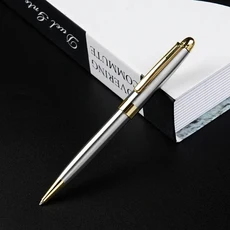 1 하이 엔드 금속 볼펜 비즈니스 서명 쓰기 젤 펜 볼펜 학생 연습 펜 쓰기 편지지, 01 Gold Silver