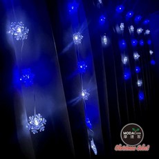 摩達客 75LED 雪花造型燈串 藍白光 聖誕節裝飾燈 房間佈置氣氛燈, 1個