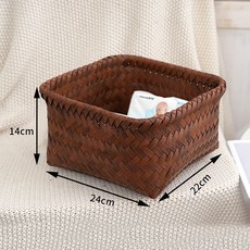 美式藤編收納籃 手工編織, 方形24*22*14, 1套