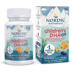Nordic Naturals 노르딕내추럴스 칠드런스 DHA Xtra 엑스트라 츄어블 636mg 고함량 오메가3 90정, 1정, 1개