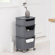 커버형 대형 적층식 수납함 주방 욕실 옷 소품 정리함, 1개, CG