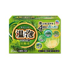 日本Earth地球製藥 溫泡ONPO碳酸發泡入浴劑(4款可選)20錠/盒, 森林(綠), 1個