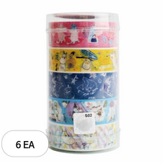 금홍팬시 무민 마스킹테이프 5입 세트 15mm x 6m, 혼합 색상, 6세트