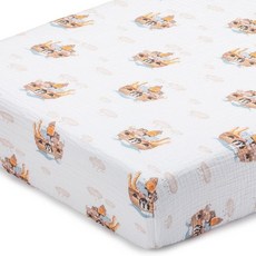 LollyBanks Fitted Crib Sheets 2 Pack Soft and Breathable 100% Cotton Muslin Crib Sheets Neutral, Noah's Ark