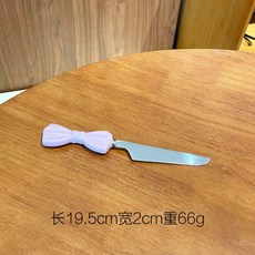 ins風大蝴蝶結刀叉勺 創意陶瓷柄304不銹鋼刀叉 高顏值叉勺甜品勺, 紫色蝴蝶結-304餐刀, 1個