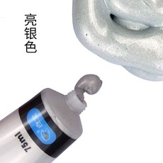 良全金色丙烯顏料美術生繪畵塗鴨8色套裝，古銅仿古墻繪彩繪DIY防水，書畵專用顏料組, 亮銀色75ml, 1個