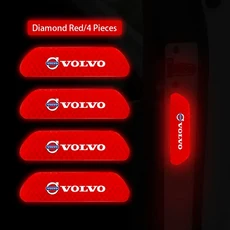 4Pcs 자동차 도어 스티커 경고 반사 마크 볼보 호환 Rdesign XC60 V60 V40 EX30 C30 V50 S90 액세서리, 01 Red -Volvo 호환