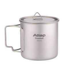 ATiAP 티타늄 컵 캠핑 냄비 휴대용 초경량 커피 머그 워터 나무 손잡이 야외 하이킹 배낭여행 (450ml 샌드 블라스트) 181423, Ta8312-1