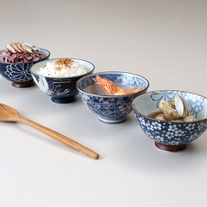 카넨큐 일본 도자기 밥공기 국그릇 돈부리 4P 세트, 1박스, 대접2호 4P