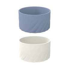 생활과주방 실리콘 텀블러 커버 보호대 스탠리 호환 7cm 2p + 사이즈 조절 밴딩 2p 세트, 베이지 + 네이비, 1세트