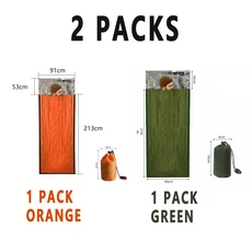 2팩 비상 침낭 생존 장비 휴대용 방수 보온 가방 비비비백 96 x60" 마일라 궁극의 담요 및 캠핑 하이킹 시 사용할 수 있는 쉼터