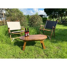 八刀草 圓野桌 露營木桌 折疊實木桌 行動廚房 摺疊桌 原木桌 露營美學