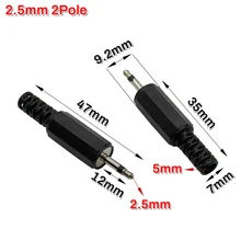 2-20개 2.5mm / 오디오 플러그 수 2 3 4극 모노/스테레오 커넥터 DIY 수리용 헤드폰/스피커, 01 2PCS, 02 2.5mm 2Pole