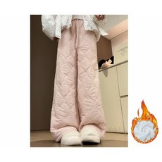 이유무무 NQ-436 여성 도톰 기모 방한 누빔 와이드 밴딩 팬츠
