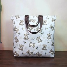 대용량 면 누비이불 가방 휴대용 수납 정리함 유치원 침구 베개 이동 포장, C. 작은 곰