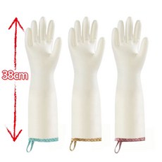 담담라이프 38cm 더 길어진 걸이형 튼튼한 니트릴 고무장갑, 핑크/그린/노랑, S, 3개